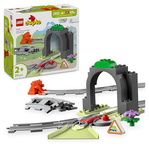 LEGO DUPLO Town Eisenbahntunnel und Schienen – Erweiterungsset, Geschenk für Kleinkinder, fördert die Fingerfertigkeit, Spielset für Fahrzeugfans ab 2 Jahren, kreatives Lernspielzeug 10425 von LEGO