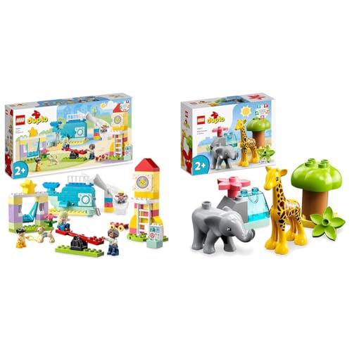 LEGO DUPLO Traumspielplatz Set, Konstruktionsspielzeug & DUPLO Wilde Tiere Afrikas, Lernspielzeug für Jungen und Mädchen ab 2 Jahre, Spielzeug-Set für Kleinkinder mit Tierfiguren und Spielmatte 10971 von LEGO