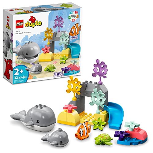 LEGO DUPLO Wild Animals of the Ocean Set 10972, with Whale and Turtle Sea Animal Figuren & Playmat, Lernspielzeug mit lustigen Farben für Kleinkinder 2 Plus Jahre Alt von LEGO