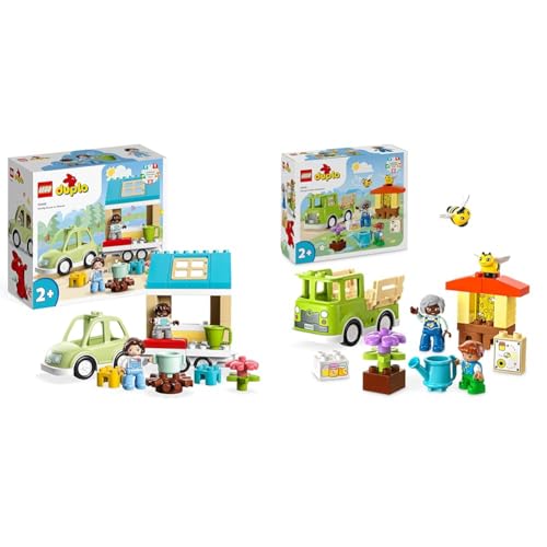 LEGO DUPLO Zuhause auf Rädern, Spielzeugauto mit großen Steinen & DUPLO Town Imkerei und Bienenstöcke, Lernspielzeug von LEGO