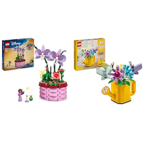 LEGO ǀ Disney Encanto Isabelas Blumentopf, Set für Kinder mit baubarer Spielzeug-Orchidee & Creator 3in1 Gießkanne mit Blumen Set, Kinderzimmer-Deko, Baue eine Gießkanne von LEGO