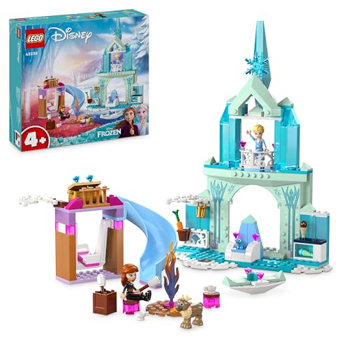 LEGO Disney Frozen Elsas Eispalast, Eiskönigin-Schloss-Spielzeug mit Prinzessin ELSA und Anna Puppen, plus 2 Tierfiguren, tolles Geschenk für 4-jährige Mädchen und Jungen, Fantasy-Set 43238 von LEGO