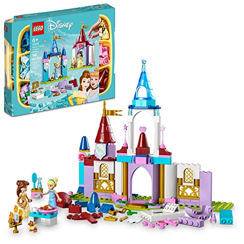 LEGO Disney Princess Creative Castles 43219 - Spielzeugschloss-Set mit Mini-Puppen und Ziegeln von Bella und Cinderella, Reisespielzeug für Kinder, Mädchen und Jungen ab 6 Jahren von LEGO