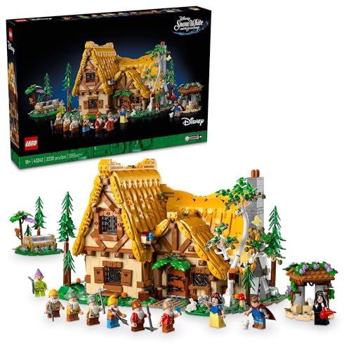 LEGO Disney Schneewittchen und die Sieben Zwerge Hütte Bauset für Erwachsene, Bauen und Ausstellen Disney Princess Set mit 10 Minifiguren inklusive Schneewittchen, Geschenk für Fans des klassischen von LEGO