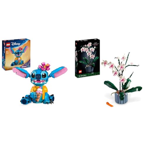 LEGO ǀ Disney Stitch, BAU- und Spielset für Kinder, Figur mit Eiswaffel, Spielzeug & 10311 Icons Orchidee, Künstliche Pflanzen Set mit Blumen von LEGO