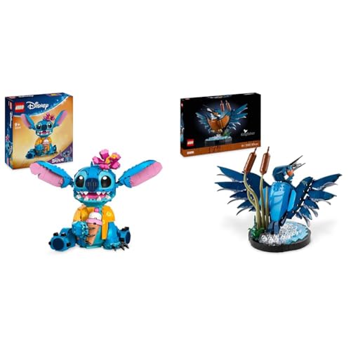 LEGO ǀ Disney Stitch, BAU- und Spielset für Kinder, Figur mit Eiswaffel, Spielzeug & Icons Eisvogel Modellbausatz für Erwachsene, Vogel-Modell fürs Wohnzimmer oder Büro von LEGO