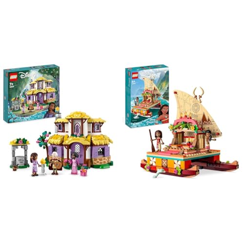 LEGO Disney Wish Ashas Häuschen Set, öffnendes Spielzeug-Puppenhaus & Disney Princess Vaianas Katamaran Spielzeug Boot von LEGO