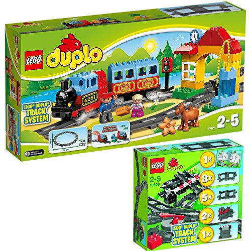 LEGO Duplo 2-teiliges Set 10506 10507 Eisenbahn-Zubehör-Set + Eisenbahn Starter-Set von LEGO