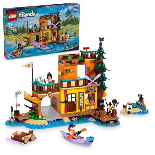 LEGO Friends Adventure Camp Wassersport Outdoor Spielzeug Bauset, Pretend Play Geschenkidee für Mädchen und Jungen ab 7 Jahren, Camping Spielzeug mit 3 Mini Puppenfiguren und Einer Bärenfigur, 42626 von LEGO