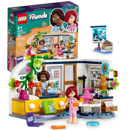 LEGO Friends Aliya's Room Building Set 41740 Collectible Toy Set, Pretend Play Mini Sleepover Party Bedroom Playset, Great Gift for Girls Boys Kids Ages 6+ with Paisley and Aliya Mini Dolls and Puppy von LEGO