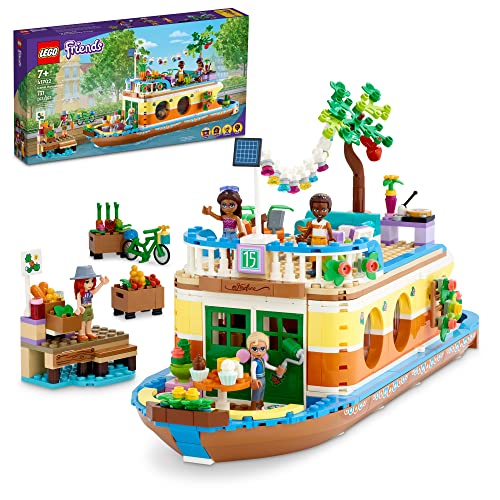 LEGO Friends Canal Hausboot 41702 Bauset, kommt mit 4 Mini-Puppen inklusive Mia und 1 Tierspielzeug, Geburtstagsgeschenk für Kinder ab 7 Jahren (737 Teile) von LEGO