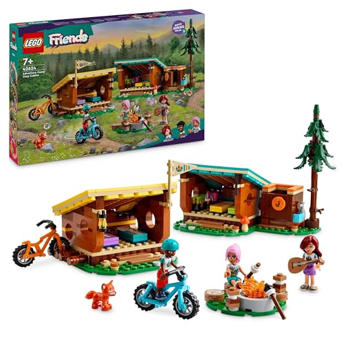 LEGO Friends Gemütliche Hütten im Abenteuercamp, Spielset für Rollenspiele in freier Natur, Kinderspielzeug für Mädchen und Jungen ab 7 Jahren mit 3 Spielfiguren und Fuchs, Camping-Spielzeug 42624 von LEGO