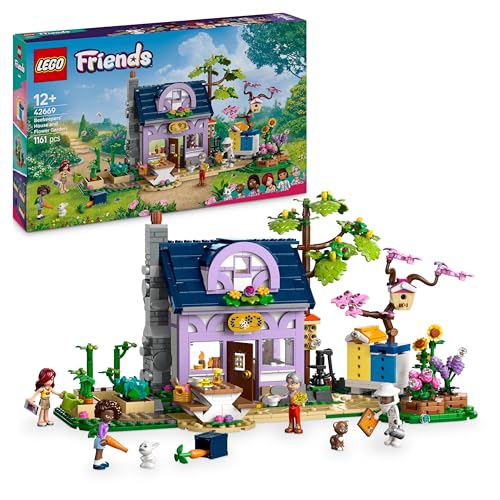 LEGO Friends Haus und Blumengarten der Imker, Bauset, Natur-Spielset, Geschenk für Mädchen ab 12 Jahren, Set mit baubarem Modell, 4 Minifiguren und Tierfiguren, Katze und Hase 42669 von LEGO