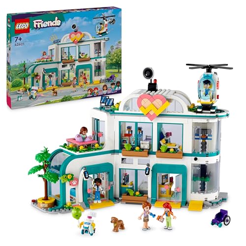 LEGO Friends Heartlake City Krankenhaus, Set mit Spielzeug-Hubschrauber und Figuren inkl. Autumn und Hund, Arzt-Spielzeug für Kinder, Geschenkidee für Mädchen und Jungen ab 7 Jahren 42621 von LEGO