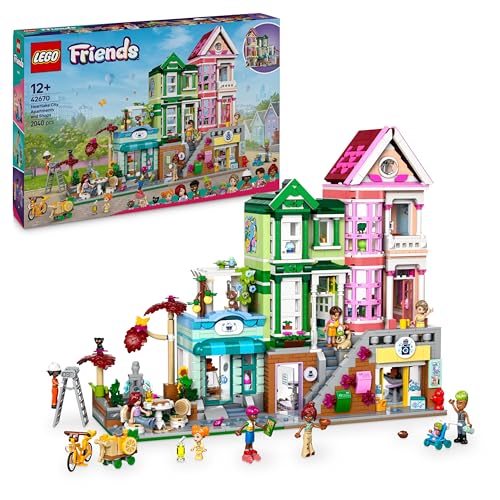 LEGO Friends Heartlake City Wohn- und Einkaufsstraße, Bauset für Rollenspiele mit 9 Charakteren (darunter 7 Minifiguren) und 3 Katzen, Geschenk für Mädchen und Jugendliche, Spielzeughaus 42670 von LEGO