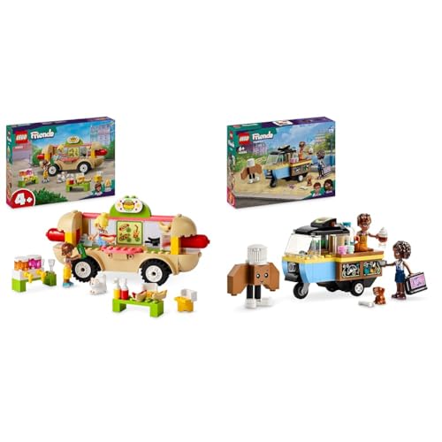 LEGO Friends Hotdog-Truck, Mobiles Restaurant-Spielzeug & Friends Rollendes Café, Kleines Bäckerei-Spielzeug für Kinder von LEGO