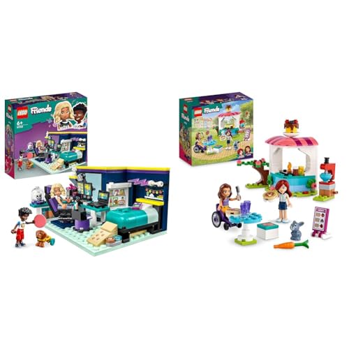 LEGO Friends Novas Zimmer Gaming Spielzeug mit Zac Mini-Puppe und Pickle der Hund & Friends Pfannkuchen-Shop Set, Kreatives Spielzeug von LEGO