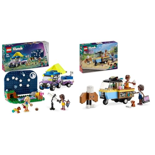 LEGO Friends Sterngucker-Campingfahrzeug Set mit Geländewagen-Auto und Spielzeug-Teleskop & Friends Rollendes Café, Kleines Bäckerei-Spielzeug für Kinder von LEGO