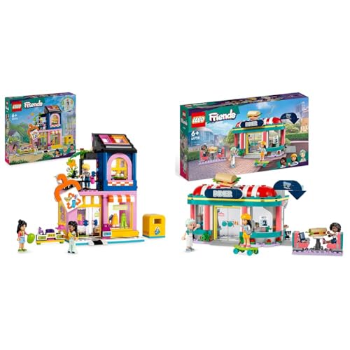 LEGO Friends Vintage-Modegeschäft, Bausatz für Kinder mit Spielzeug-Laden & Friends Restaurant in der Innenstadt mit Spielzeug Mini-Puppen Liann von LEGO