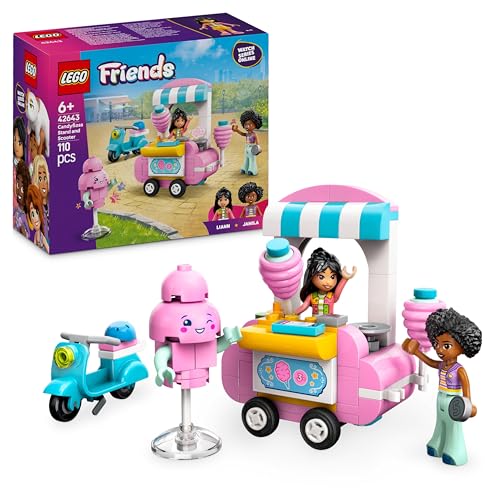 LEGO Friends Zuckerwattestand, Spielset für kreative Rollenspiele mit 2 Minifiguren, fahrbarem Stand und Zubehör, Geschenk für Mädchen ab 6 Jahren, Bauset mit Mini Puppen 42643 von LEGO