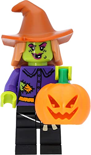 LEGO Halloween Figur Verrückte Hexe/Wacky Witch mit Schlapphut, Besen und Halloween-Kürbis von LEGO