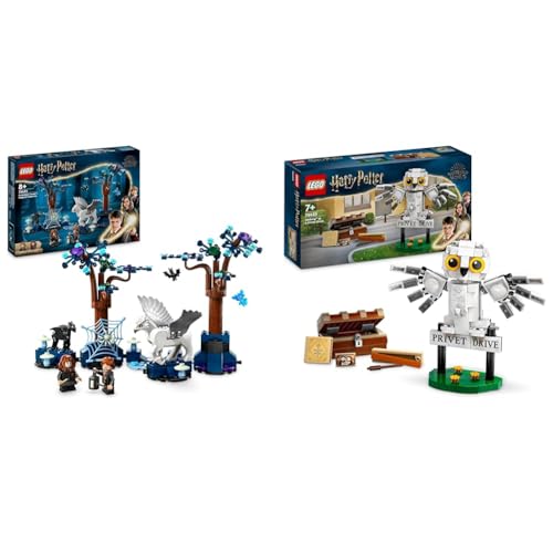 LEGO Harry Potter Der verbotene Wald: Magische Wesen Spielzeug mit Hermine und Ron-Figuren & Harry Potter Hedwig im Ligusterweg 4 Set mit Spielzeug-Eule für Kinder von LEGO