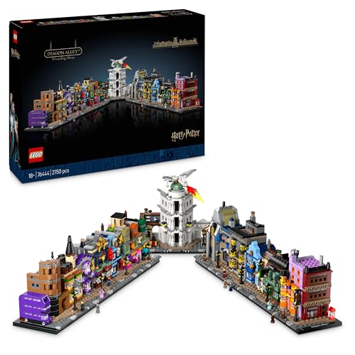 LEGO Harry Potter Die Zauberläden der Winkelgasse - Miniaturstraße zum Ausstellen - 12 Mikrofiguren zum Sammeln, inkl. Harry Potter, Draco Malfoy, Hermine Granger - Geschenk für Erwachsene 76444 von LEGO