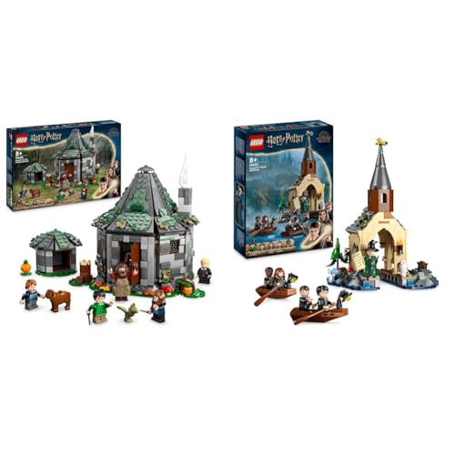 LEGO Harry Potter Hagrids Hütte: EIN unerwarteter Besuch Set mit 5 Mini-Figuren und 2 Tierfiguren & Harry Potter Bootshaus von Schloss Hogwarts Spielzeug-Modell für Kinder von LEGO