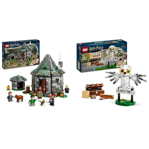 LEGO Harry Potter Hagrids Hütte: EIN unerwarteter Besuch Set mit 5 Mini-Figuren und 2 Tierfiguren & Harry Potter Hedwig im Ligusterweg 4 Set mit Spielzeug-Eule für Kinder von LEGO