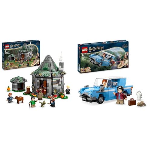 LEGO Harry Potter Hagrids Hütte: EIN unerwarteter Besuch Set & Harry Potter Fliegender Ford Anglia, baubares Spielzeug-Auto von LEGO