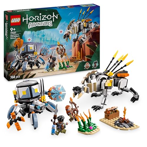 LEGO Horizon Adventures Aloy und Varl vs. Panzerwanderer und Sägezahn, Spielzeug mit Monstermaschinen und Minifiguren, Spielset zum Sammeln für Fans vom Videospiel, Jungen, Mädchen ab 9 Jahren 77037 von LEGO