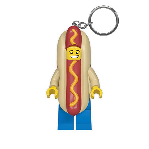 IQ Lego Iconic Hot Dog Man Schlüsselanhänger mit LED-Taschenlampe Spielzeuggeschenke für Kinder - 76 mm große Figur - 2 CR2025 Batterien enthalten von IQ