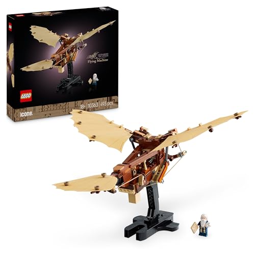 LEGO Icons Leonardo da Vincis Fluggerät, Schreibtisch-Deko, Bauset, Geschenk für Erwachsene, detailgetreuer Schwingenflügler, Modell zum Ausstellen, achtsames Projekt 10363 von LEGO