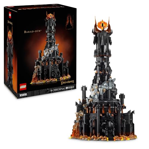 LEGO Icons Der Herr der Ringe: Barad-dûr, Bauset für Erwachsene mit den Minifiguren Sauron, Gothmog, Ork, Frodo, Sam und Gollum, Erinnerungsstück zum Film, Sammlerstück für Fans 10333 von LEGO