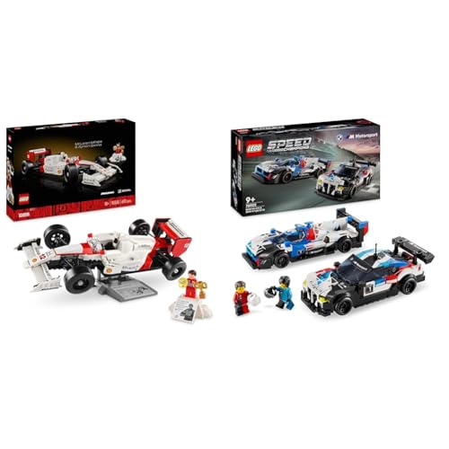 LEGO Icons McLaren MP4/4 & Ayrton Senna Modellauto Set, F1 Rennwagen Bausatz & Speed Champions BMW M4 GT3 & BMW M Hybrid V8 Rennwagen Auto-Spielzeug von LEGO