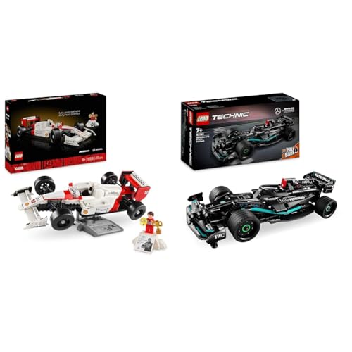 LEGO Icons McLaren MP4/4 & Ayrton Senna Modellauto Set, F1 Rennwagen Bausatz & Technic Mercedes-AMG F1 W14 E Performance Pull-Back, Modell-Rennwagen von LEGO