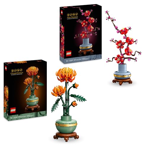 LEGO Saisonales Blumen-Bundle – Enthält die Bausets Chrysantheme (10368) & Pflaumenblüte (10369) für Erwachsene – Kunstpflanzen-Dekoration – Geschenk zum Valentinstag für Frauen & Männer von LEGO