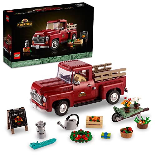 LEGO Icons Pickup Truck 10290 Bauset für Erwachsene, Vintage 1950er Jahre Modell mit saisonalem Display Zubehör, kreative Aktivität, Sammler-Geschenkidee von LEGO