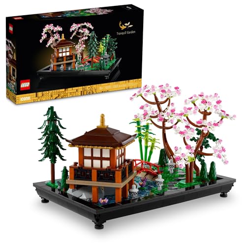 LEGO Icons Tranquil Garden 10315 Kreatives Bauset, eine Geschenkidee für erwachsene Fans japanischer Zen-Gärten und Meditation, bauen und präsentieren Sie dieses Heimdekor-Set für Zuhause oder Büro von LEGO