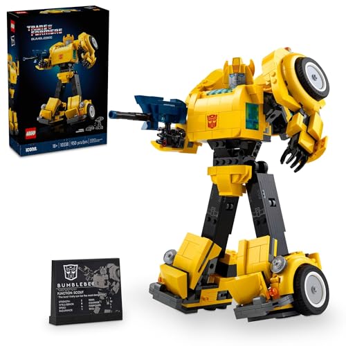 LEGO Icons Transformers Bumblebee Actionfigur, Sammelroboter Geschenk für Erwachsene, Filmthema Modellbauset für Sci-Fi Enthusiasten und Transformers Fans, Umwandlung in Fahrzeugmodus, 10338 von LEGO