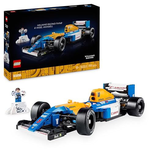 LEGO Icons Williams Racing FW14B mit Nigel Mansell - F1 Modellauto Set mit Rennfahrer Minifigur zum Sammeln - Schreibtischdeko mit Ständer - Geschenk für Erwachsene & Jugendliche Motorsportfans 10353 von LEGO