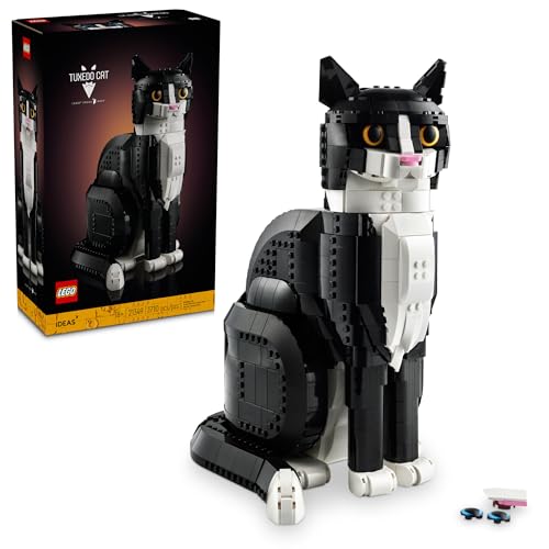 LEGO Ideas 21349 Schwarz-weiße Katze, Wohnaccessoire, Geschenkidee für Tierliebhaber und Katzenfreunde, Sammlermodell, kreative Aktivität, Bausatz für Erwachsene von LEGO