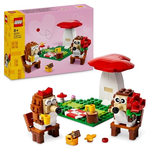 LEGO Igel und Ihr Picknick-Date - Tier-Spielset mit Pilzmodell - Bauset mit Naturkulisse für Kinder - Geschenkidee zum Valentinstag - Set für Jungen und Mädchen ab 8 Jahren - Tierspielzeug 40711 von LEGO