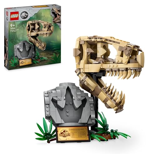 LEGO Jurassic World Dinosaurier-Fossilien: T.-rex-Kopf, Dinosaurier-Spielzeug zum Bauen, Dino-Deko fürs Kinderzimmer, T-Rex-Schädel-Skelett mit Fußabdruck, Geschenk für Jungen und Mädchen 76964 von LEGO