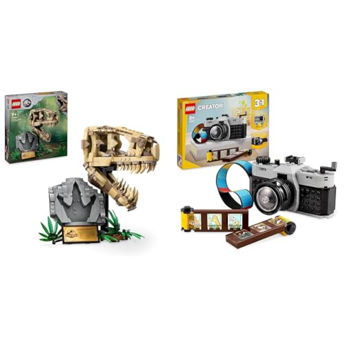 LEGO Jurassic World Dinosaurier-Fossilien: T.-rex-Kopf & Creator 3in1 Retro Kamera Spielzeug mit 3 Modellen für Mädchen und Jungen von LEGO