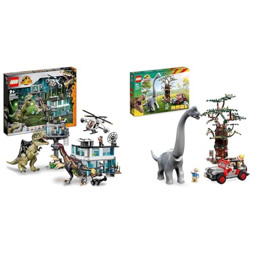 LEGO Jurassic World Giganotosaurus & Therizinosaurus Angriff Set & Jurassic Park Entdeckung des Brachiosaurus, Dinosaurier Spielzeug von LEGO