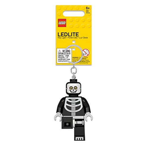 Lego Iconic Skeleton Schlüsselanhänger mit LED-Taschenlampe Spielzeuggeschenke für Kinder - 76 mm große Figur (KE23H) - 2 CR2025 Batterien enthalten von IQ