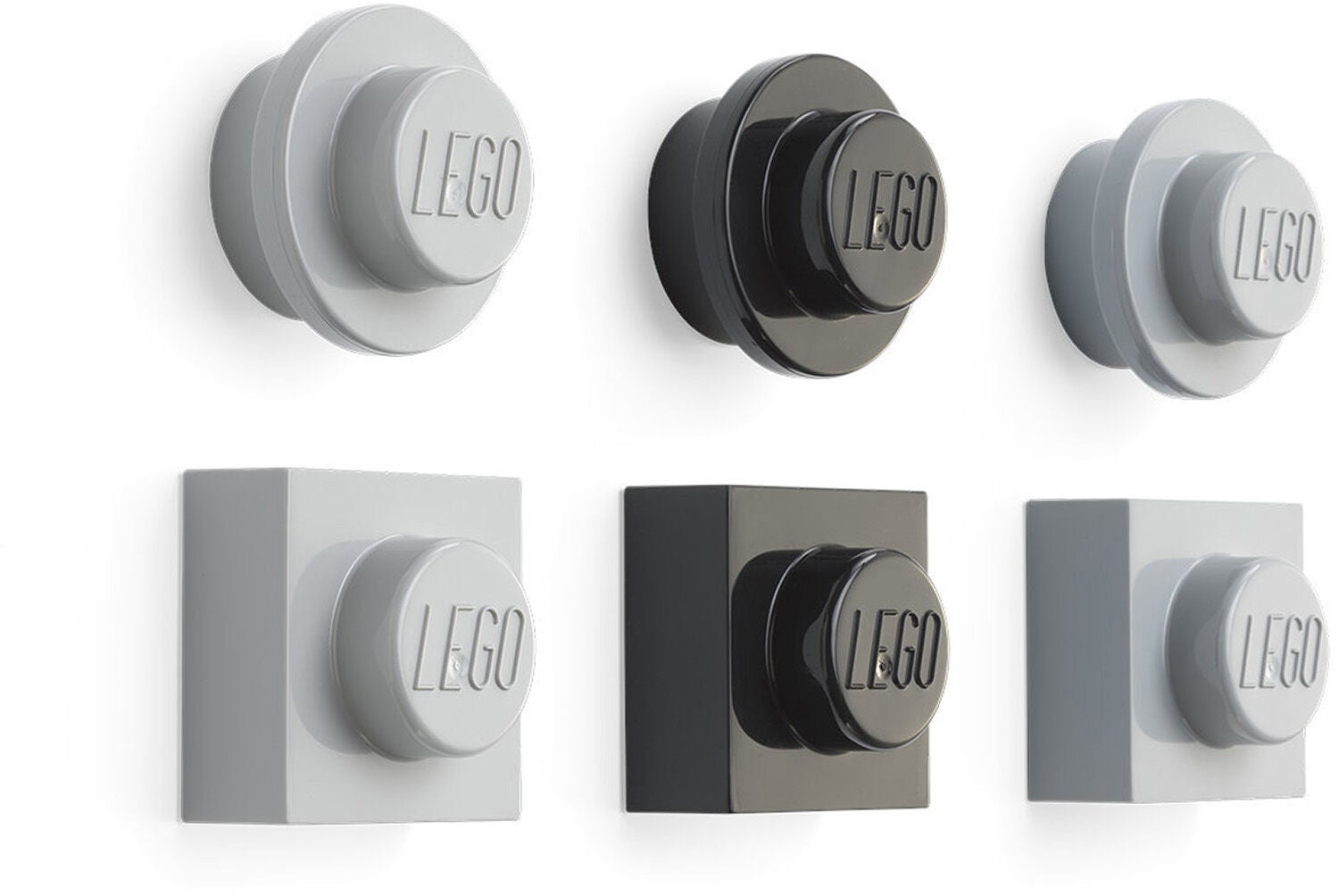 LEGO Magnet-Set 6er-Pack, Schwarz/Grau von LEGO