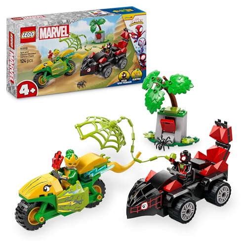 LEGO Marvel Actionspaß mit Spin und Electro in ihren Dino-Flitzern, baubares Superheldenauto für Jungen und Mädchen ab 4 Jahren, Helden Set mit Spielzeug Auto, Spidey und Seine Super-Freunde 11198 von LEGO