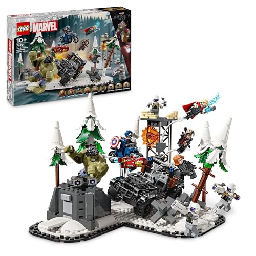 LEGO Marvel Avengers Assemble: Age of Ultron, BAU- und Spielset mit 8 Superhelden-Minifiguren wie Thor, dem Hulk und Iron Man, Bauspielzeug für Jungen und Mädchen, Abenteuer-Set 76291 von LEGO